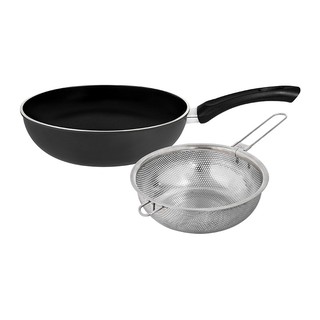 🔥The Best!! ซีกัล กระทะนอนสติ๊ก 26 ซม. พร้อมกระชอนสเตนเลส Seagull Nonstick Deep Pan 26 cm with Stainless Colander