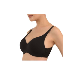 Presea by wacoal บราไร้โครง Wireless bra ตกแต่งผ้าลูกไม้ด้านหลัง สีดำ MA1514