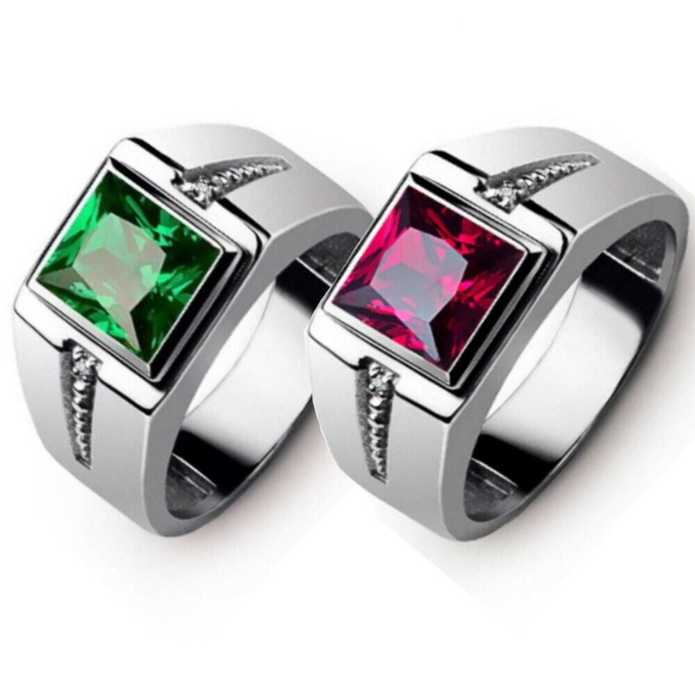 Cincin Fesyen แหวนหมั้นชุบทองคําขาว 18K สําหรับผู้ชาย