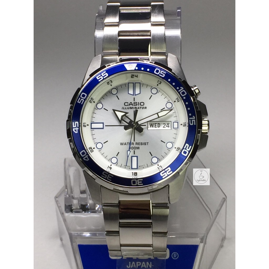 นาฬิกาข้อมือผู้ชาย Casio รุ่น MTD-1079D-7A1VDF ตัวเรือนและสายสแตนเลส หน้าปัดสีขาว รับประกันของแท้ 100 %