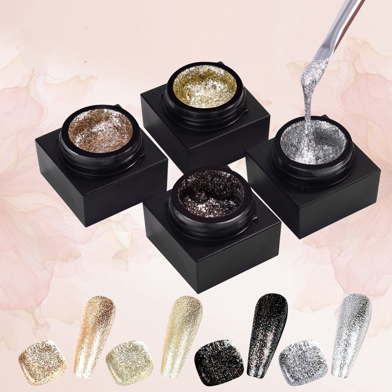 กลิตเตอร์เจลวิ้งๆสำหรับตกแต่งเล็บ Monja เกลี่ยง่าย กากเพชรแน่นๆ ขนาด 5 g มี 4 สีสวยๆให้เลือก