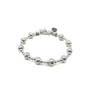 DSP สร้อยข้อมือร้อยบีทเงิน ชาร์มลายเกลียว เงินแท้ 925: DSP 925 Sterling Silver Charm &amp; Beads Bracelet [CFS0001]