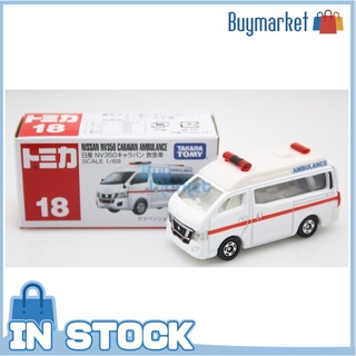 [ต้นฉบับ] ใหม่ Takara Tomica Tomy #18 Nissan NV350 Caravan Ambulance 1/69 Diecast Toy Car Car