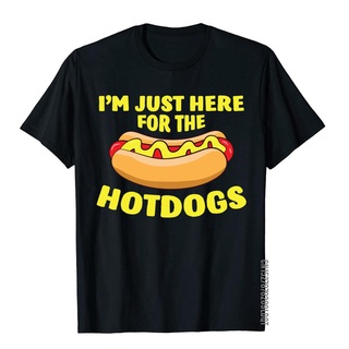 เสื้อยืดผ้าฝ้าย เสื้อยืดคอกลม แขนสั้น ผ้าฝ้าย พิมพ์ลาย Im Just Here For The Hotdogs สไตล์วินเทจ สําหรับผู้ชาย