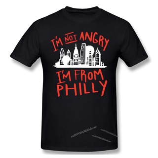 เสื้อยืดแขนสั้น ผ้าฝ้าย พิมพ์ลาย Im Not Angry Im From Philly แฟชั่นฤดูร้อน สําหรับผู้ชาย และผู้หญิงS-5XL