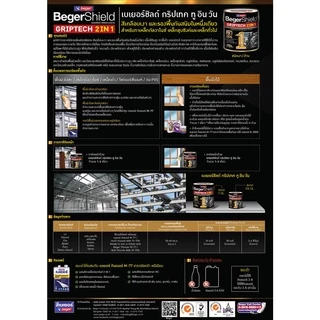 สีน้ำมัน สีเคลือบเงา เบเยอร์ชิลด์ กริปเทค ทูอินวัน ทาเหล็ก 2in1 BegerShield GRIPTECH ขนาด 1/4