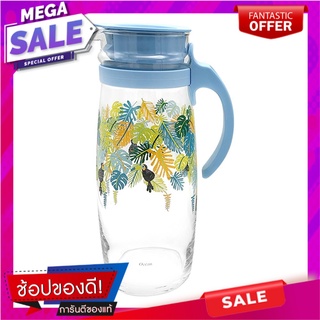 เหยือกแก้ว OCEAN GLASS JUNGLE LEAVES 1.66 ลิตร สีฟ้า ภาชนะใส่น้ำและน้ำแข็ง GLASS PITCHER OCEAN GLASS JUNGLE LEAVES 1.66L