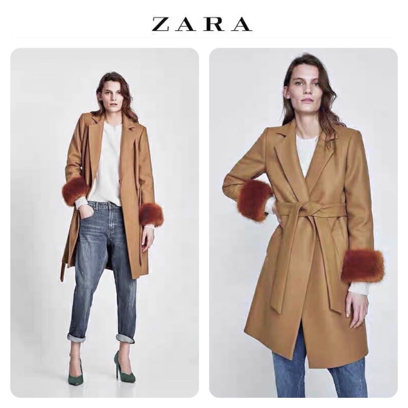 เสื้อโค้ทผู้หญิง เสื้อคลุม โค้ทยาว ทรงสูท งานแบรนด์ ZARA แท้ % (WY814)คต