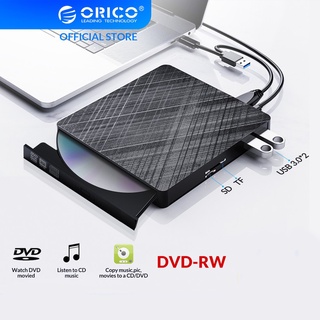 ORICO ไดรฟ์ดีวีดีภายนอก ออปติคัลไดรฟ์ รองรับเครื่องเล่นซีดี USB3.0 ฮับ Type-C DVD RW TF SD Card สำหรับ Macbook Windows（XD008）