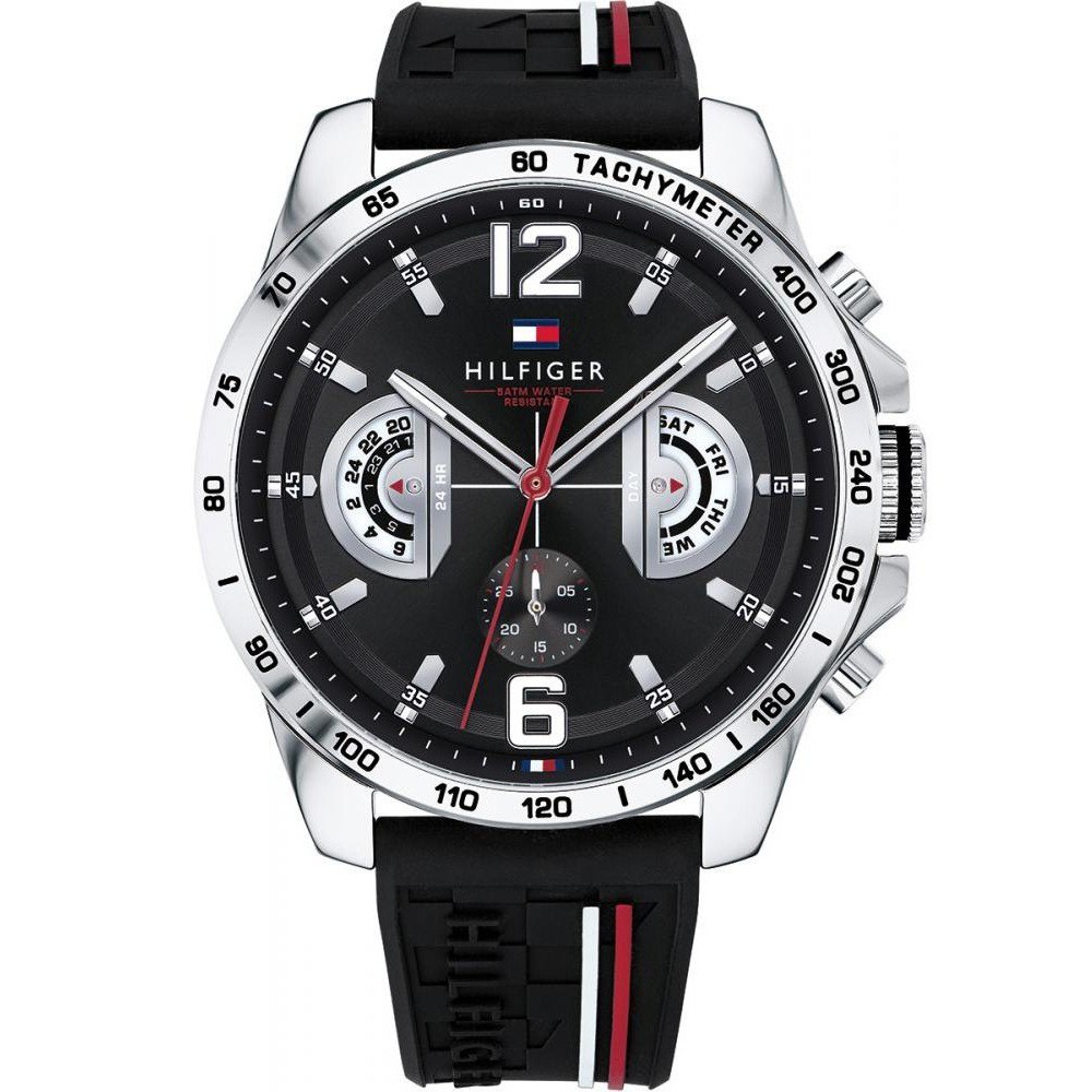 ReadyStock Authentic Tommy Hilfiger Decker Men's Analog Case Silver Silicon Navy Blue Watch 1791476 Jam Tangan Lelaki