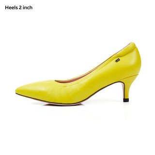 O&amp;B รองเท้าส้นสูงหนังแกะ รุ่น DIANA HEELS 2" in Lemon yellow