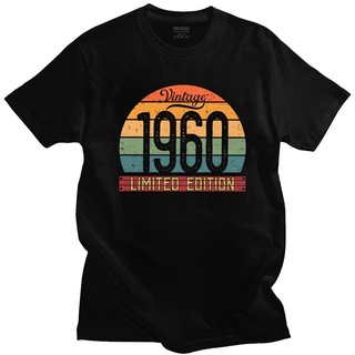 เสื้อยืดผ้าฝ้าย เสื้อยืดคอกลม แขนสั้น ผ้าฝ้ายแท้ พิมพ์ลาย 1960 Limited Edition สไตล์วินเทจ คลาสสิก สําหรับผู้ชาย วันเกิด