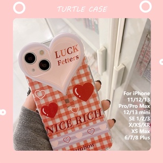 [พร้อมส่ง] เคสโทรศัพท์มือถือแบบใส ลายตารางหมากรุก หัวใจนําโชค สําหรับ iPhone 14 13 12 11 PROMAX XS XR XSMAX SE2020 6 7 8PLUS MINI