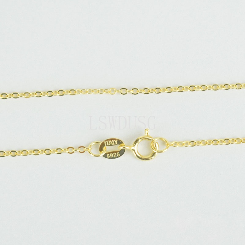 ใหม่ 100% แท้ 925 เงินสเตอร์ลิงสร้อยคอชุบ Gold Flash cross chain ความยาวที่แตกต่างกัน 18K Gold Plated เครื่องประดับแฟชั่นที่เรียบง่าย 16-24 นิ้ว