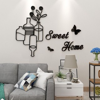 [MH] สติ๊กเกอร์ติดผนังอะคริลิค 3D ลาย ขวด Sweet Home แต่งบ้าน ตกแต่งผนัง มินิมอล พร้อมส่ง