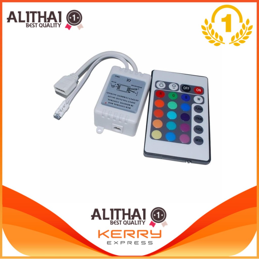 Alithai ชุดควบคุม LED Strip 24 คีย์พร้อมรีโมท สำหรับเปลี่ยสีไฟ LED - สีขาว