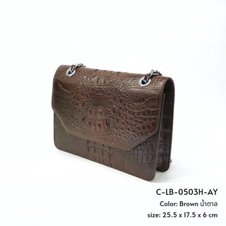 Prang Crocodile Leather Shoulder Bag Ladybag กระเป๋าถือสตรี กระเป๋าสะพายข้าง หนังจระเข้ C-LB-0503H-AY