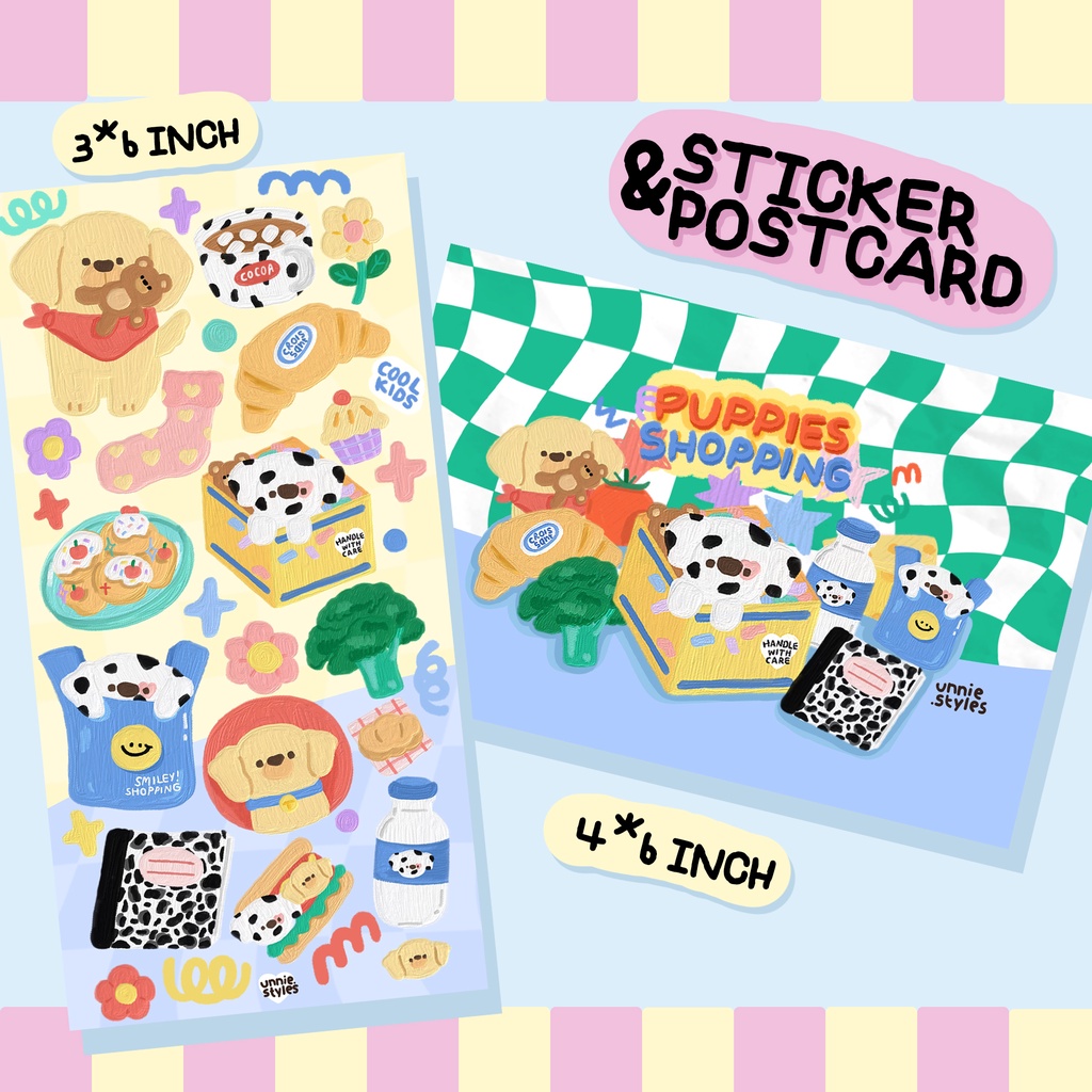 สติกเกอร์&โปสการ์ด PUPIES (PP/ขาวมัน) ไดคัท