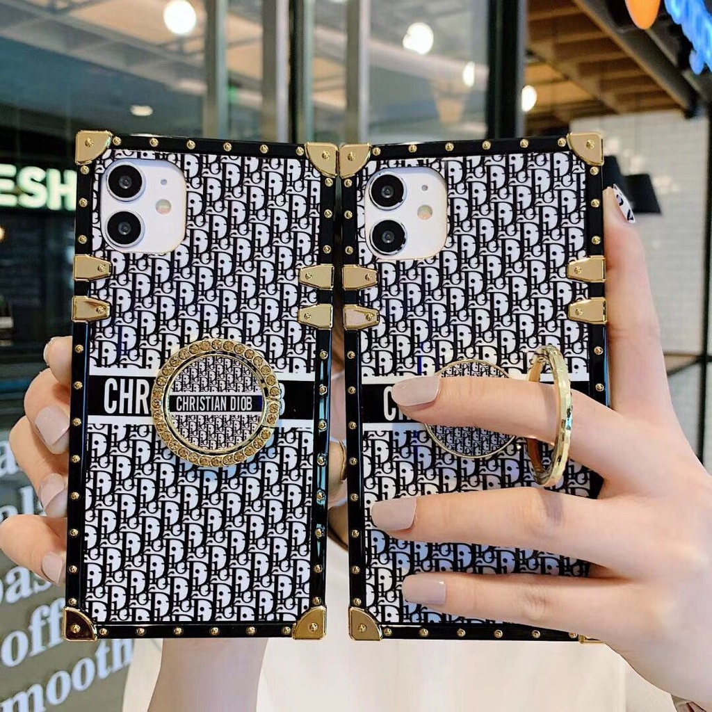 For OPPO A74 A95 A94 Reno 2 2F 2Z 10X 4 6Z 5F Realme 5 5S 6S XT X2 C21Y C25Y C20 C25 C21 5i 6 6i 7i Pro C17 C11 C12 C15 X50 Fashion Brand Square Phone Case With Ring Bracket