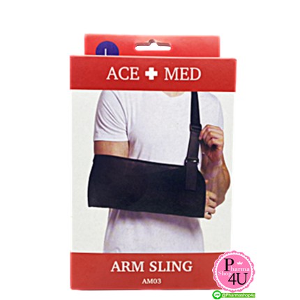 ACE+MED อุปกรณ์พยุงแขน (Arm Sling อาร์มสลิง ผ้าคล้องแขน) ไซด์ M/L ผ้านิ่ม บางเบา ใส่สบาย FINGER COT 