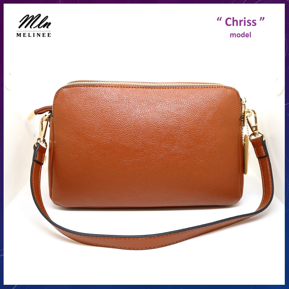 MLN bags กระเป๋าสะพายข้างผู้หญิง รุ่นChriss(size L) มีทั้งสายสั้นและยาว ใส่กระเป๋าตังค์ได้