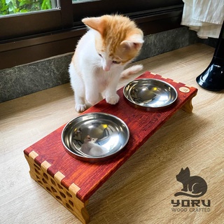 ชามอาหารพร้อมขาตั้งไม้ สำหรับน้องหมา น้องแมว Food bowl with wooden stand For Cat and Dog