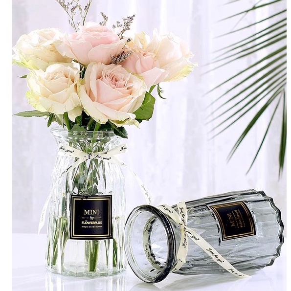 ［Becky home shop］แจกันดอกไม้ vase แก้วโปร่งใสแจกันยุโรปห้องนั่งเล่นที่เรียบง่ายตกแต่งในสไตล์การจัดดอกไม้