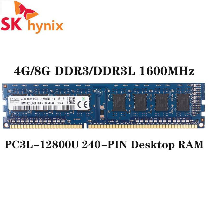 Sk Hynix Ddr3/Ddr3L 4Gb 8Gb 1600Mhz 2Rx8 Pc3-12800U/Pc3L-12800U 1.35V/1.5V Ram หน่วยความจําหน่วยความจําตั้งโต๊ะ Udimm