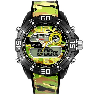 SMAEL Dual Display Watches Luxury for Men Waterproof Silicone LED Watch Chronograph1077 Male Clock Sport Wristwatch Shoc