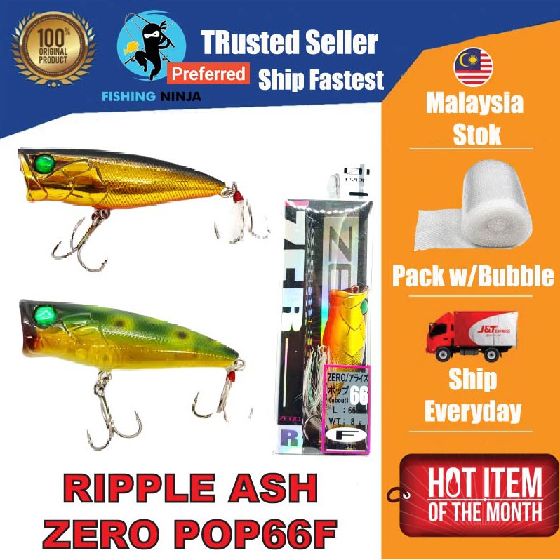 RIPPLE ASH Zero Arise POP66F ความยาว 66 มม. 8g น้ําหนักด้านบนน้ํา Popper Action Hard เหยื่อ HardLure