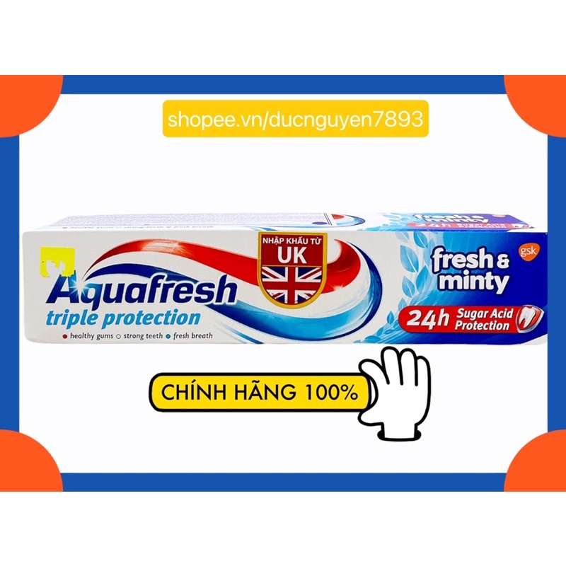 [GENUINE 100 % ] ยาสีฟัน AQUAFRESH TRIPLE PROTECTION FRESH &amp; MINTY 100ml
