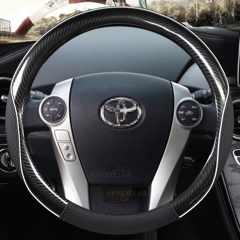 ปลอกหนังหุ้มพวงมาลัยรถยนต์ คาร์บอนไฟเบอร์ สําหรับ Toyota Prius 30 20 Prius V Prius C Prius Prime