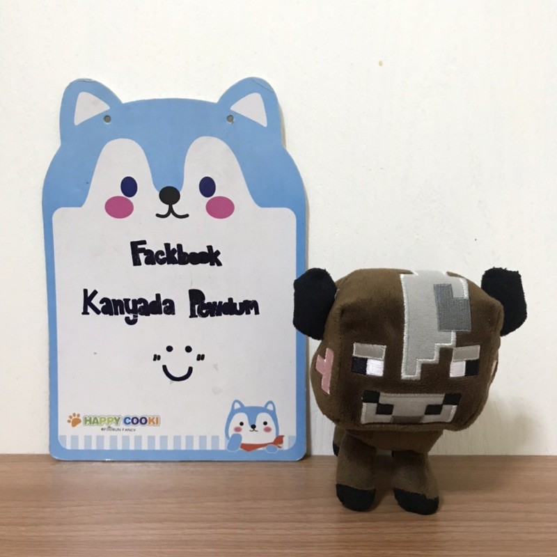 ตุ๊กตาลูกวัวมายคราฟสีน้ำตาล ป้ายMOJANG