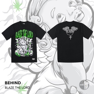 BEHIND เสื้อยืด “BLAZE THE LORD” แขนสั้น แนวสตรีท Oversize เสื้อยืดชาย หญิง