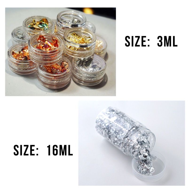 กลิตเตอร์ ฟอยล์ สำหรับตกแต่งงานฝีมือ Foil flakes Gold, Silver & Copper ฟอยล์อลูมิเนียม – โปรปัง