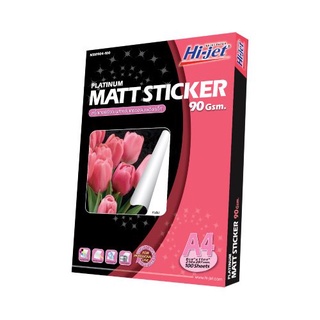 Hi-jet สติกเกอร์ผิวด้าน Inkjet Platinum Matt Sticker 90 แกรม A4 100 แผ่น