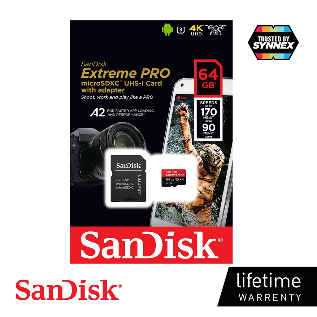 [SANDISK EXTREME® PROการ์ด microSDXC™ UHS-I] 64GB รุ่นใหม่FOR PRO CAMERA