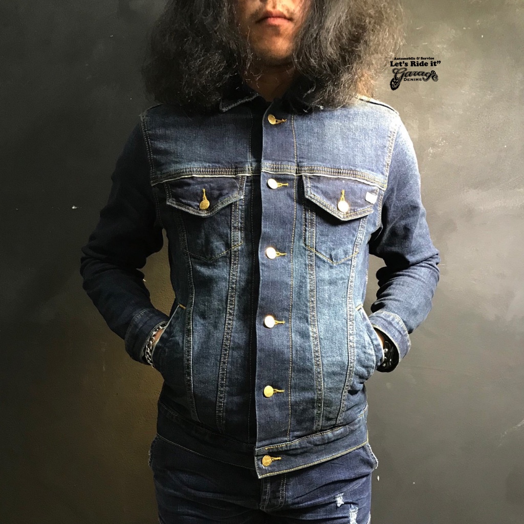 GRJ004 แจ็คเก็ตยีนส์ ผ้ายีนส์ ใส่สบาย เสื้อ Denim Jacket SANFORIZED (Gasoline & Garage) ปั๊มน้ำมันแก