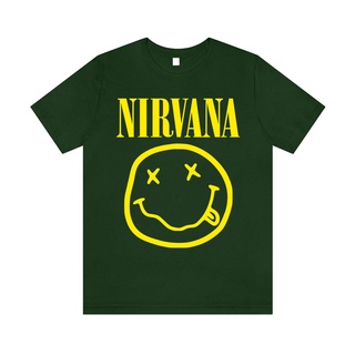 เสื้อยืดผู้ เสื้อยืด พิมพ์ลาย Nirvana SMILEY FACE BAND | เสื้อยืด คุณภาพดี พรีเมี่ยม S-5XL