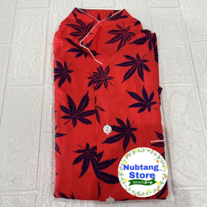 ชุดนอนp+p ผ้าคอตตอน ฟรีไซส์ คอปก ขายาว แขนสั้น - รูปที่ 2