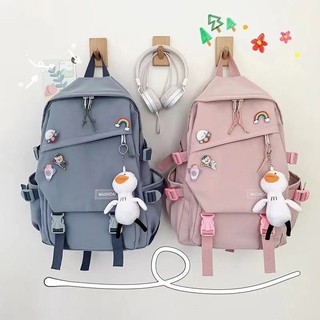 พร้อมส่งจากไทย🇹🇭 กระเป๋าเป้ผู้หญิง  แฟชั่น กระเป๋านักเรียน College Student Female Simple Backpack ถ้าสไตล์เกาหลี