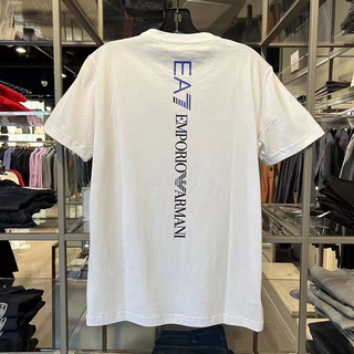 Emporio ARMANI EA7 เสื้อยืดคอกลม แขนสั้น ผ้าฝ้าย พิมพ์ลาย ระบายอากาศ ฤดูร้อน สําหรับผู้ชาย S-5XL