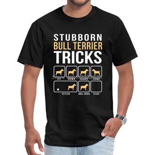 เสื้อยืด ผ้าฝ้ายแท้ พิมพ์ลาย Stubborn Bull Terrier Tricks สีดํา แฟชั่นฤดูร้อน สําหรับผู้ชาย ราคา วันแม่สามารถปรับแต่งได้