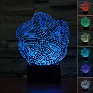 โคมไฟตั้งโต๊ะ LED รูปปลาดาว 3D ไล่โทนสี 7 สี แบบเกลียว USB