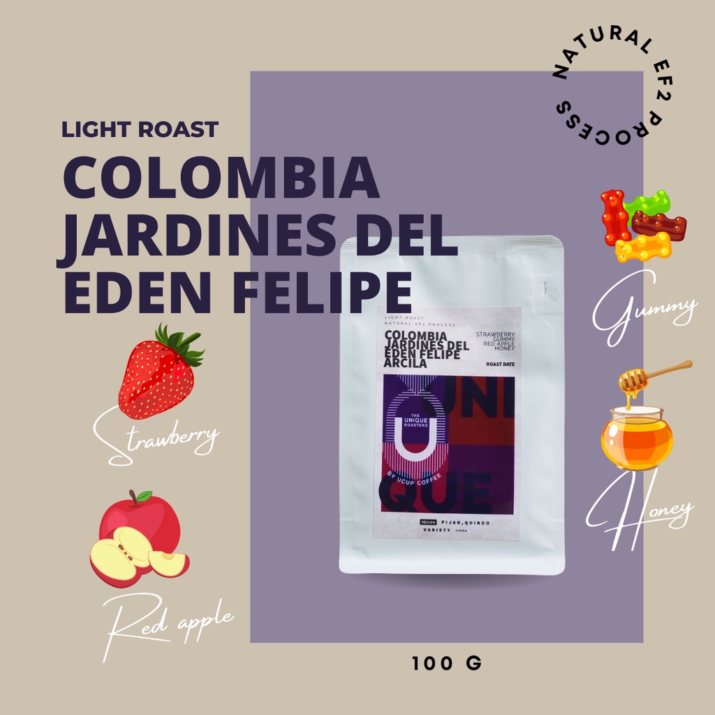 เมล็ดกาแฟคั่วอ่อน - โคลอมเบีย Colombia Jardines Del Eden Felipe Arcila Natural EF2 Process (100g.)