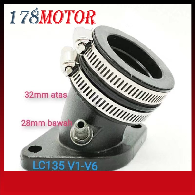 YAMAHA LC135 135LC RACING INTAKE PIPE. 28MM - 32MM สีดํา