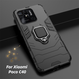 เคสโทรศัพท์มือถือแบบแข็ง กันกระแทก พร้อมที่ตั้งวางแม่เหล็ก สําหรับ Xiaomi Poco C 40 C40 PocoC40