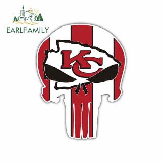 EARLFAMILY 13x10.1cm Kansas City Chiefs NFL Sport Skull Anime Car Stickers Motor Decal