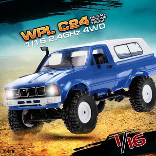 WPL C24 1/16 2.4GHz 4WD รถ RC ด้วยไฟรีโมทตีนตะขาบปิดถนน Pi（ขายล่วงหน้า）