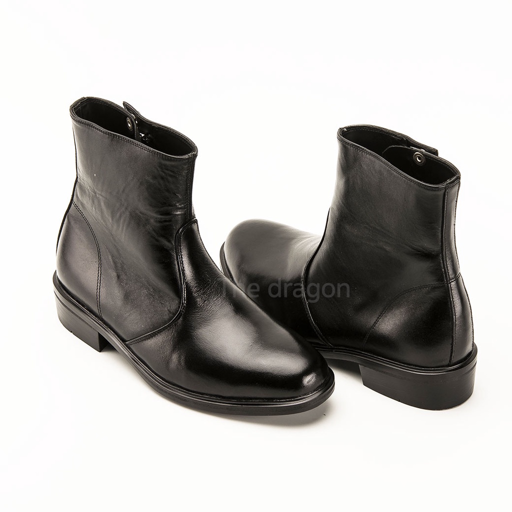 The Dragon [Handmade] รองเท้าฮาล์ฟหัวมน8นิ้วซิปเดี่ยว รุ่นHM ถูกระเบียบ รองเท้าข้าราชการทางการ